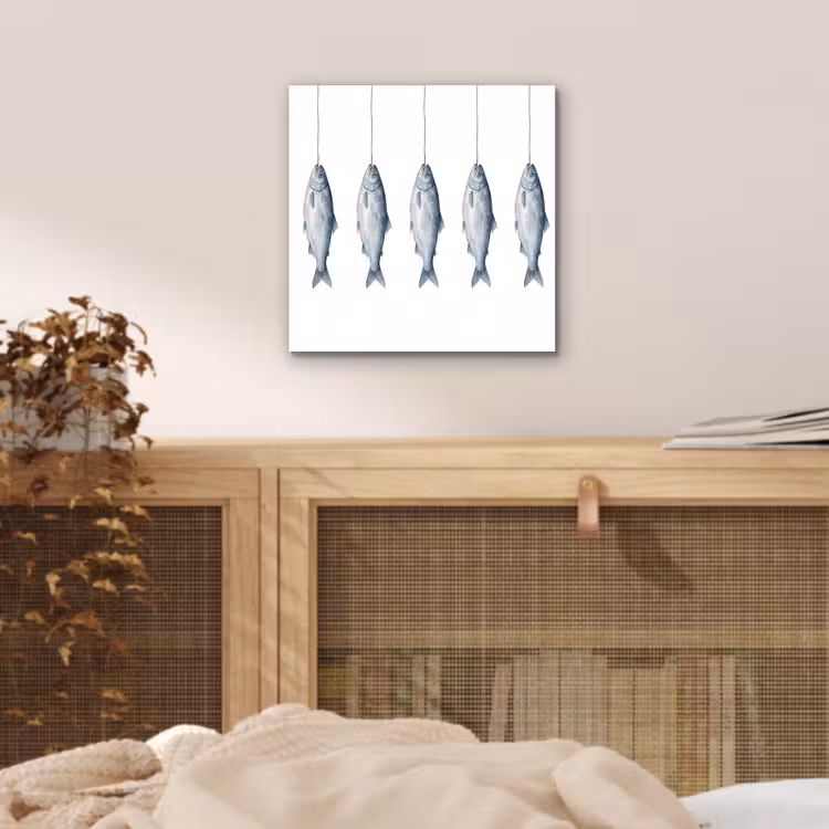 Vissen - Illustratie - Delfts - Blauw aluminium wit klein -sfeer3