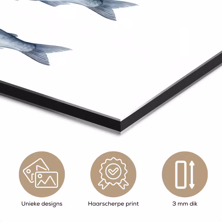 Vissen - Illustratie - Delfts - Blauw aluminium wit klein -closeup_NL