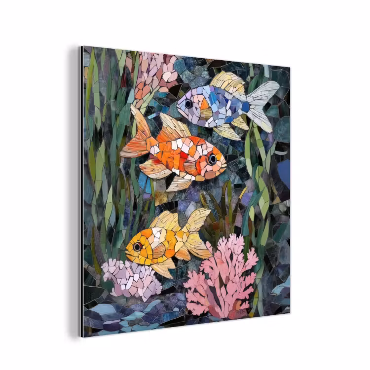 Vissen - Koraal - Zee - Mozaïek aluminium wit klein -3d