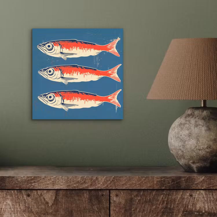 Vissen - Rood - Blauw aluminium wit klein -sfeer2