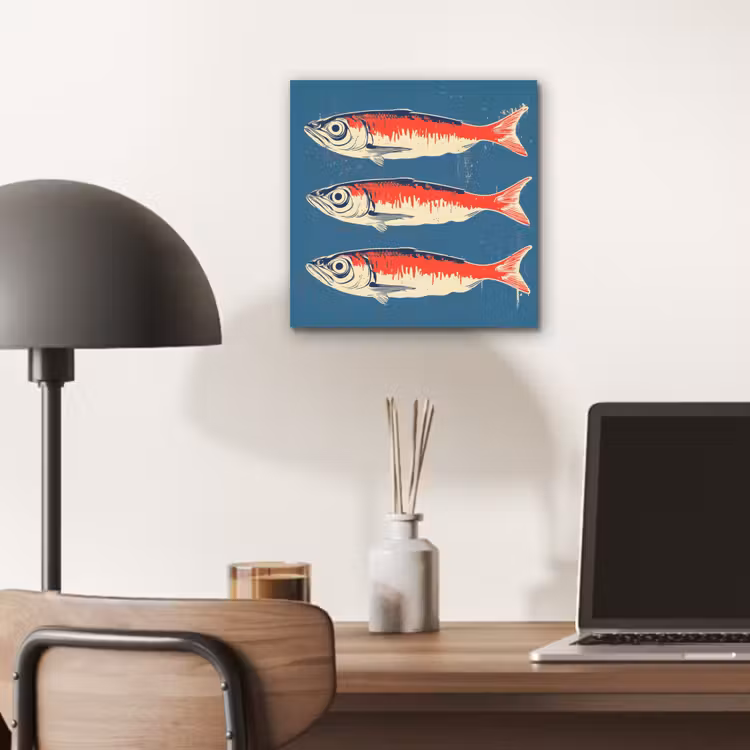 Vissen - Rood - Blauw aluminium wit klein -sfeer5