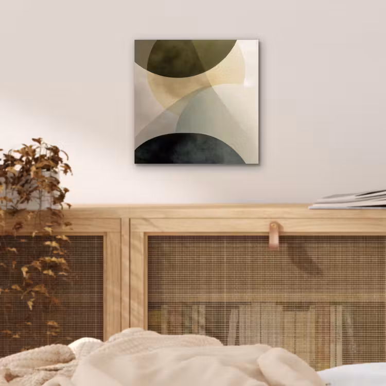 Vlakken - Abstract - Beige - Cirkels aluminium wit klein -sfeer3