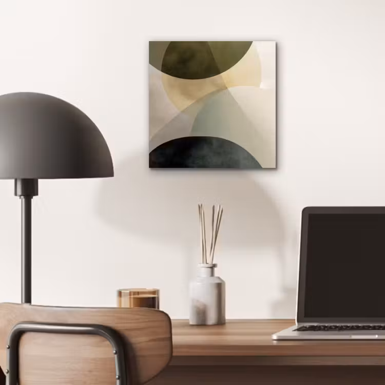 Vlakken - Abstract - Beige - Cirkels aluminium wit klein -sfeer5
