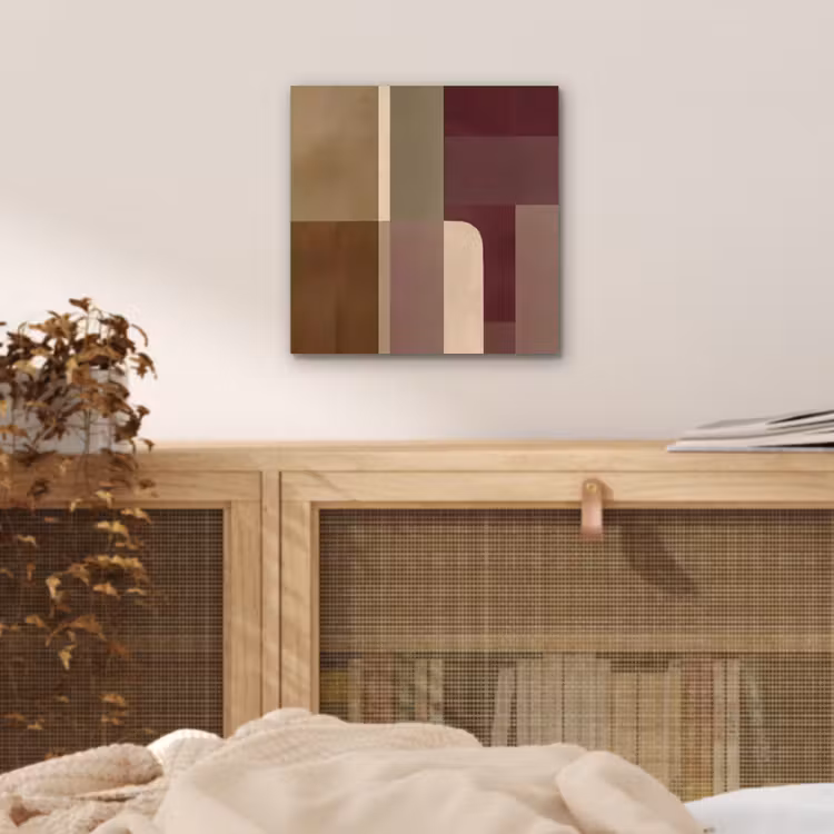 Vlakken - Abstract - Bordeaux - Lijnen aluminium wit klein -sfeer3