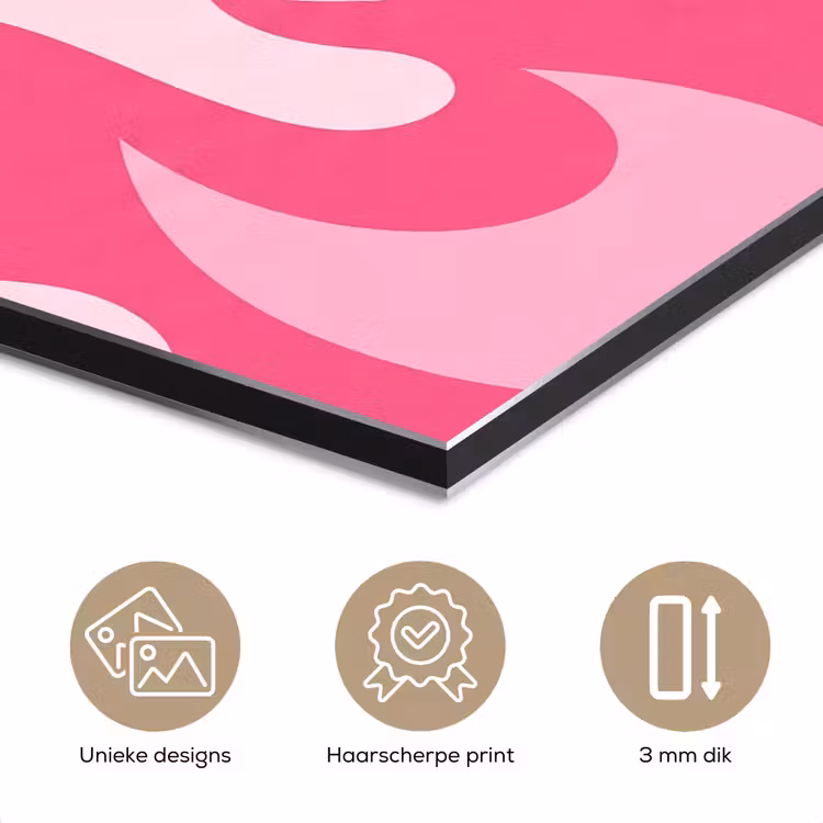 Vlammen - Patroon - Abstract - Modern - Roze aluminium wit klein -closeup_NL