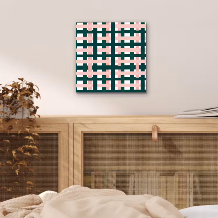 Vlechtpatroon - Groen - Roze - Grafisch aluminium wit klein 46 -sfeer3