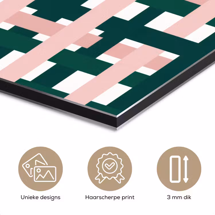 Vlechtpatroon - Groen - Roze - Grafisch aluminium wit klein 46 -closeup_NL