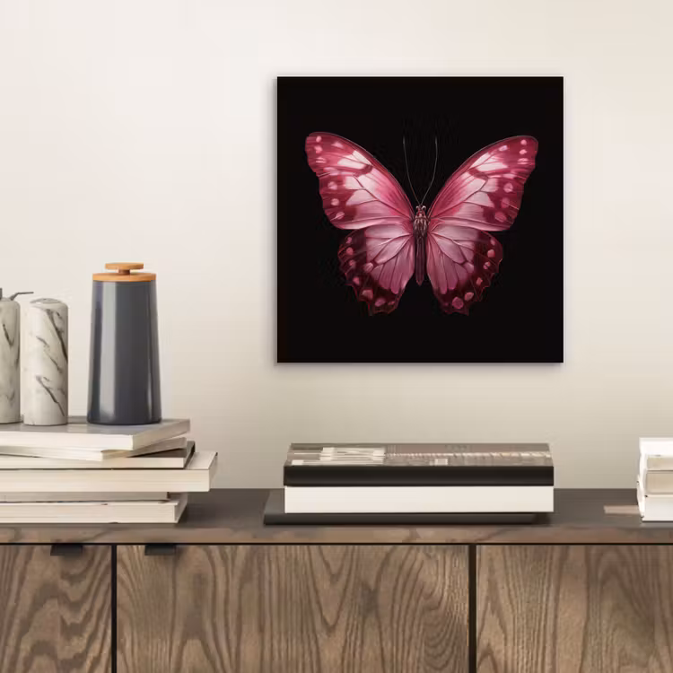 Vlinder - Fuchsia - Grafisch aluminium wit klein -sfeer1