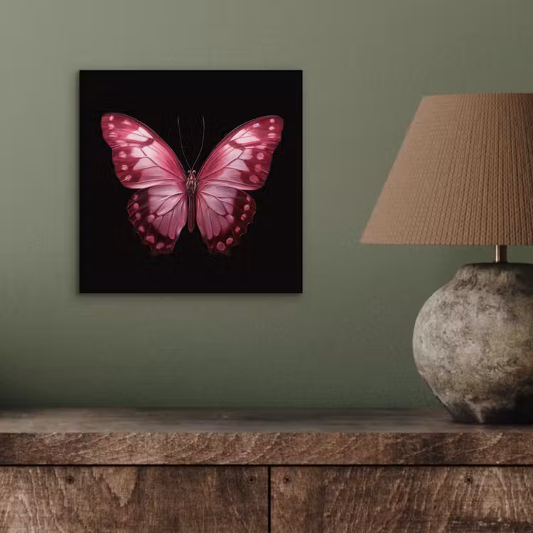 Vlinder - Fuchsia - Grafisch aluminium wit klein -sfeer2