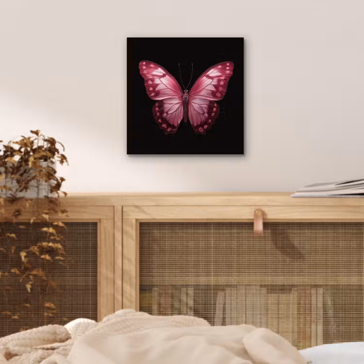 Vlinder - Fuchsia - Grafisch aluminium wit klein -sfeer3