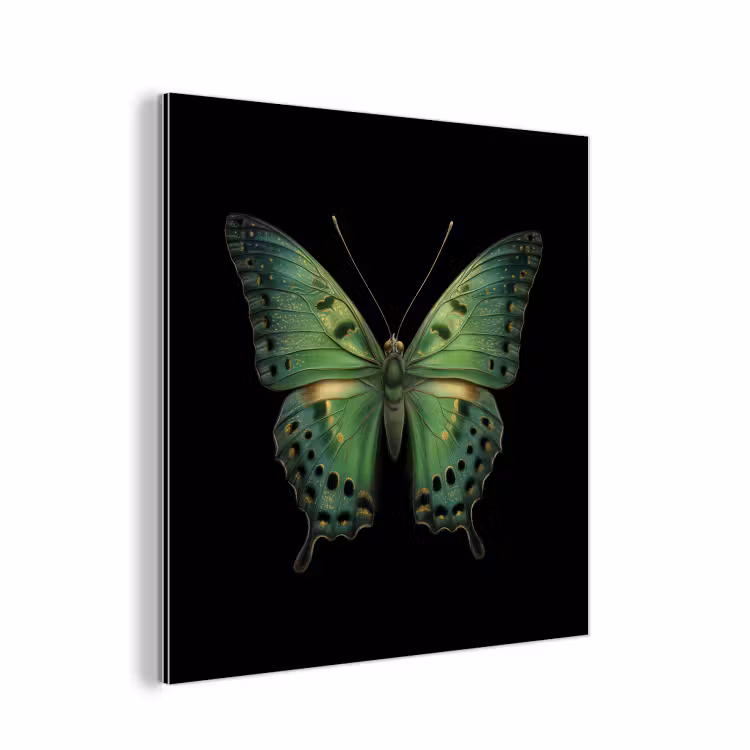 Vlinder - Groen - Diepte aluminium wit klein -3d