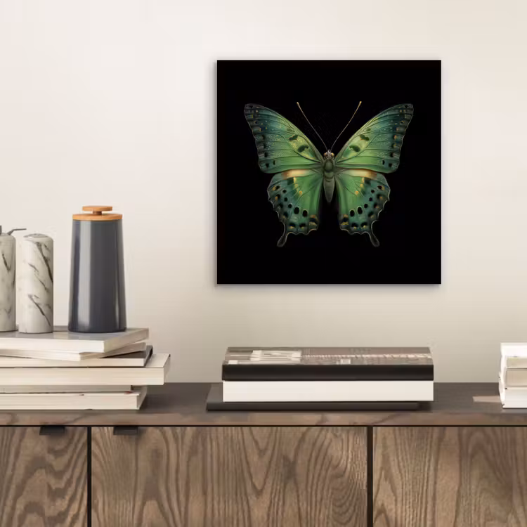 Vlinder - Groen - Diepte aluminium wit klein -sfeer1