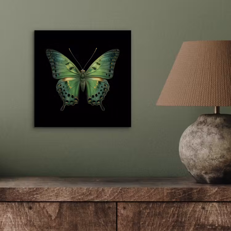 Vlinder - Groen - Diepte aluminium wit klein -sfeer2