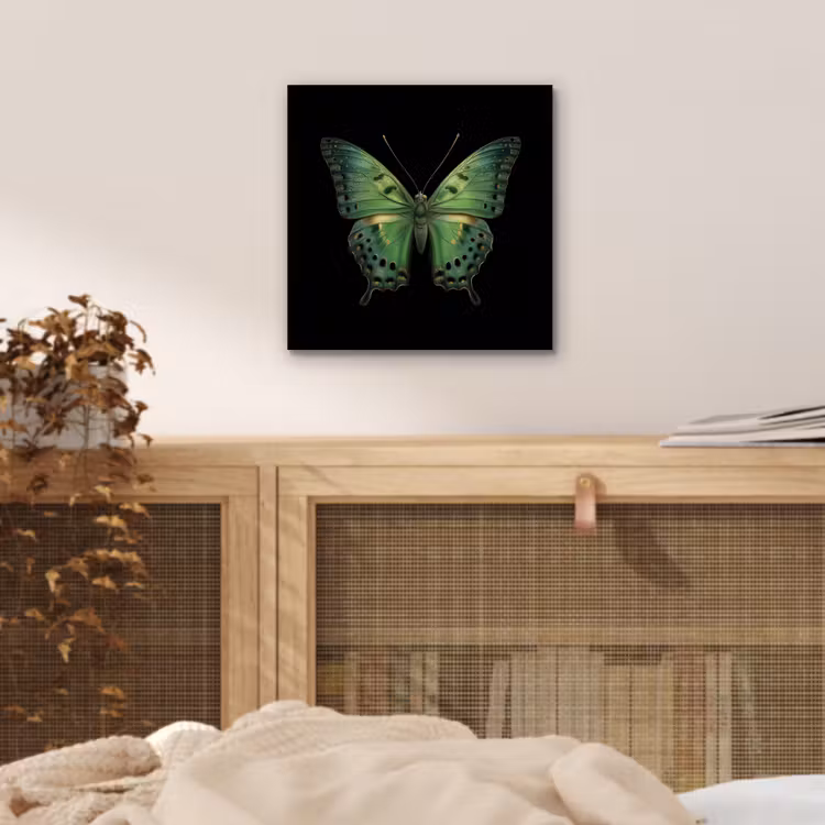 Vlinder - Groen - Diepte aluminium wit klein -sfeer3