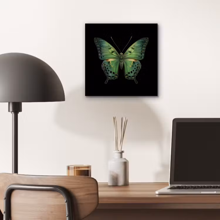 Vlinder - Groen - Diepte aluminium wit klein -sfeer5