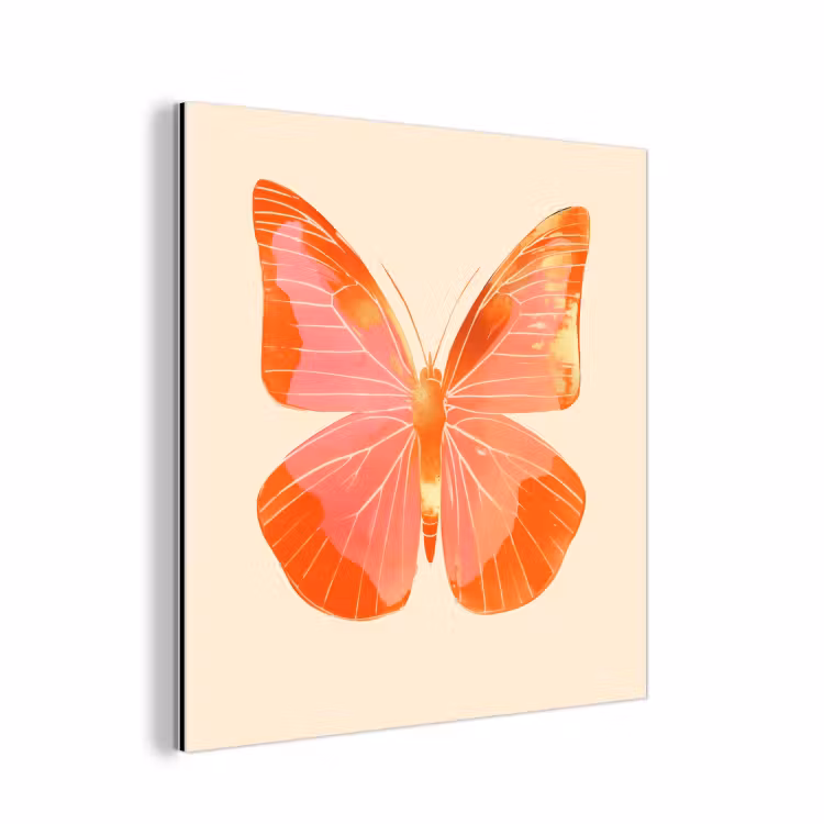 Vlinder - Minimalistisch - Roze aluminium wit klein -3d