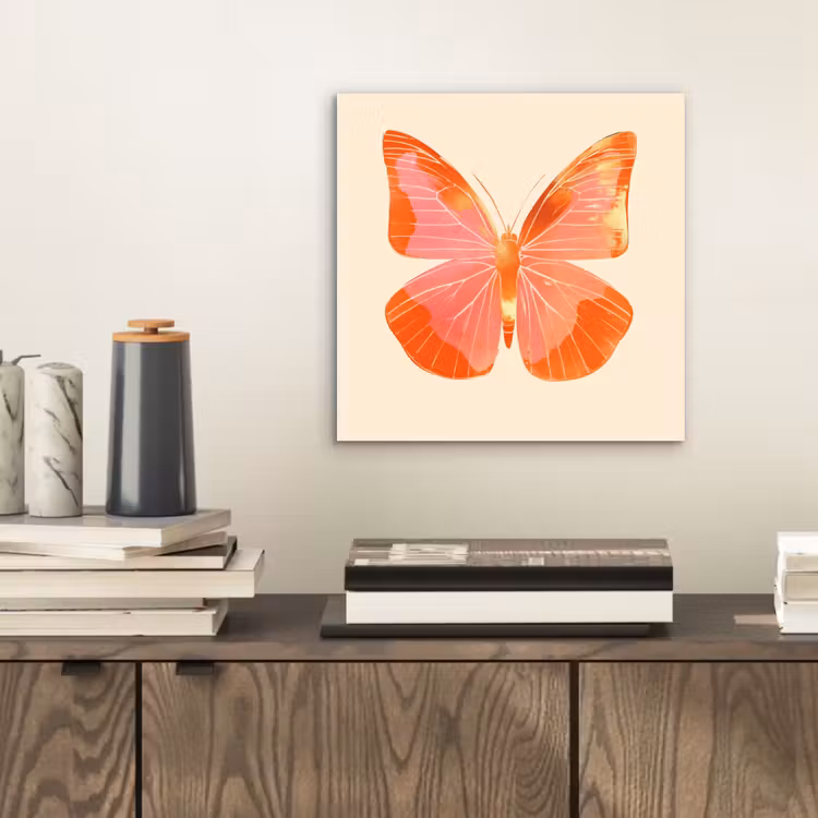 Vlinder - Minimalistisch - Roze aluminium wit klein -sfeer1