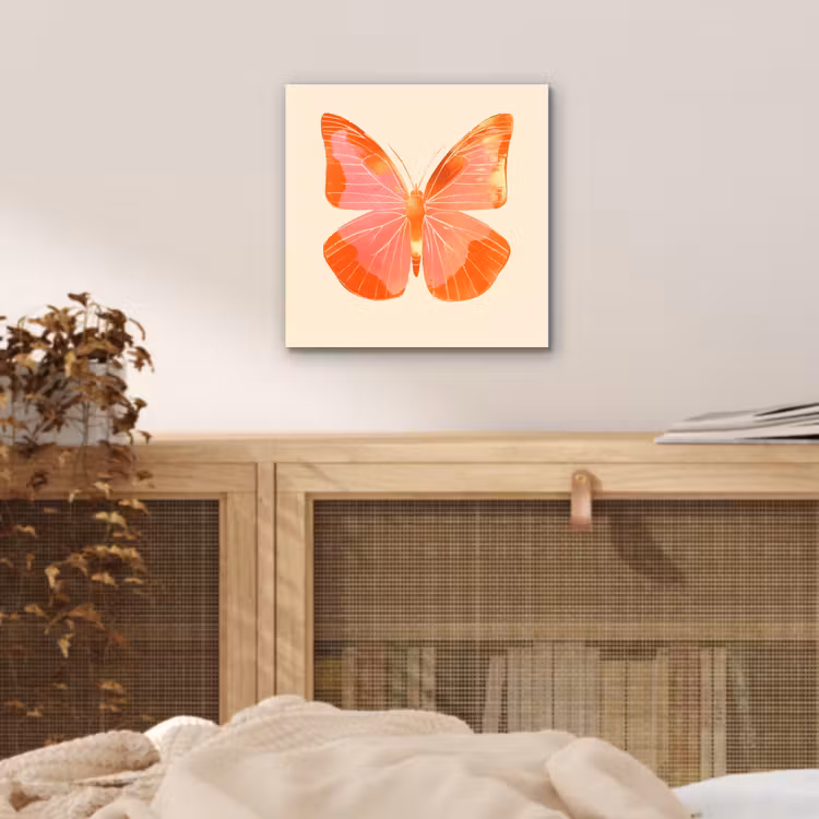 Vlinder - Minimalistisch - Roze aluminium wit klein -sfeer3