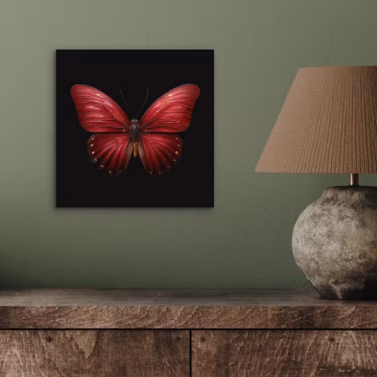 Vlinder - Rood - Minimalistisch aluminium wit klein -sfeer2