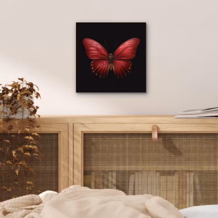Vlinder - Rood - Minimalistisch aluminium wit klein -sfeer3