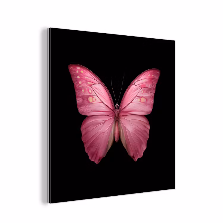 Vlinder - roze - Elegant aluminium wit klein -3d