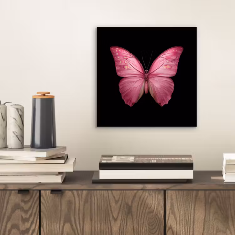 Vlinder - roze - Elegant aluminium wit klein -sfeer1