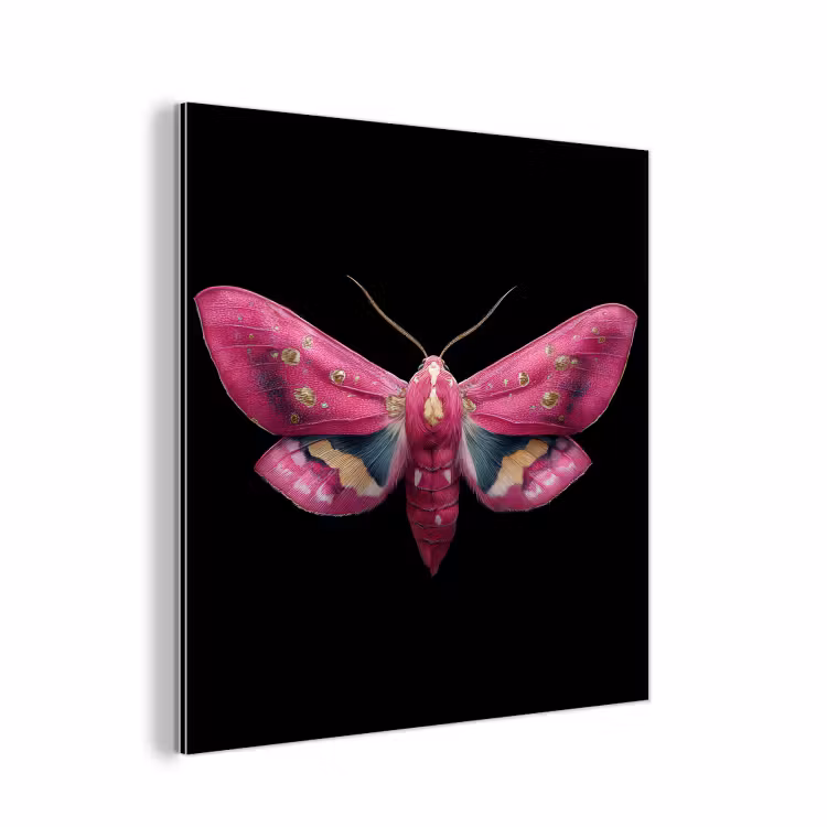 Vlinder - Roze - Nachtvlinder aluminium wit klein -3d