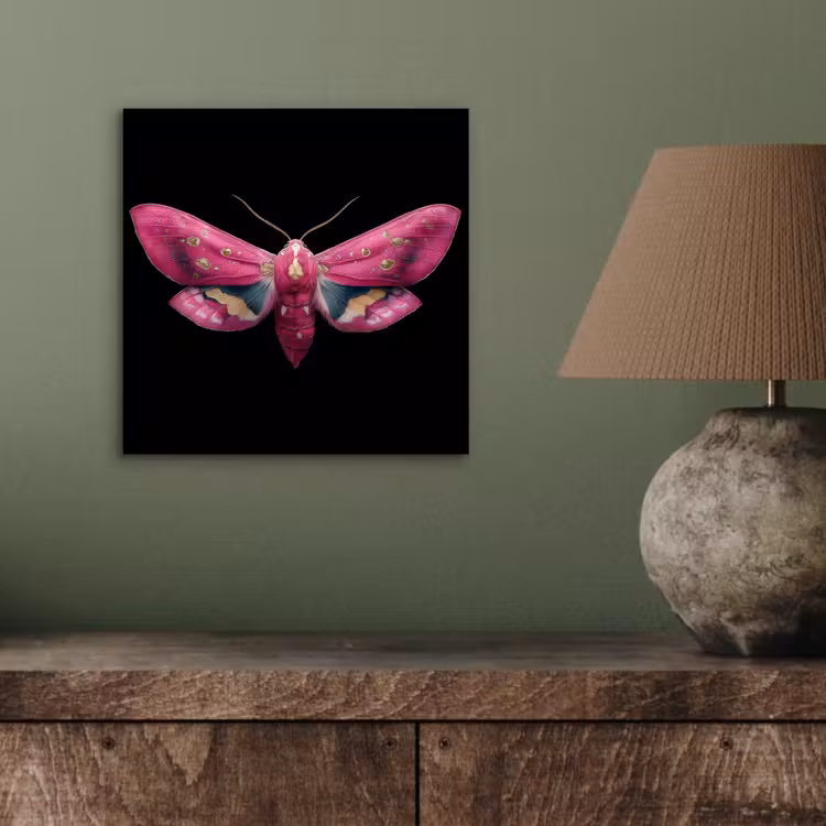 Vlinder - Roze - Nachtvlinder aluminium wit klein -sfeer2