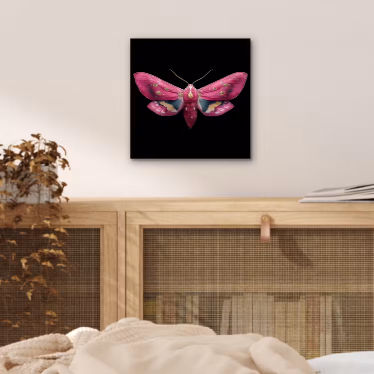 Vlinder - Roze - Nachtvlinder aluminium wit klein -sfeer3
