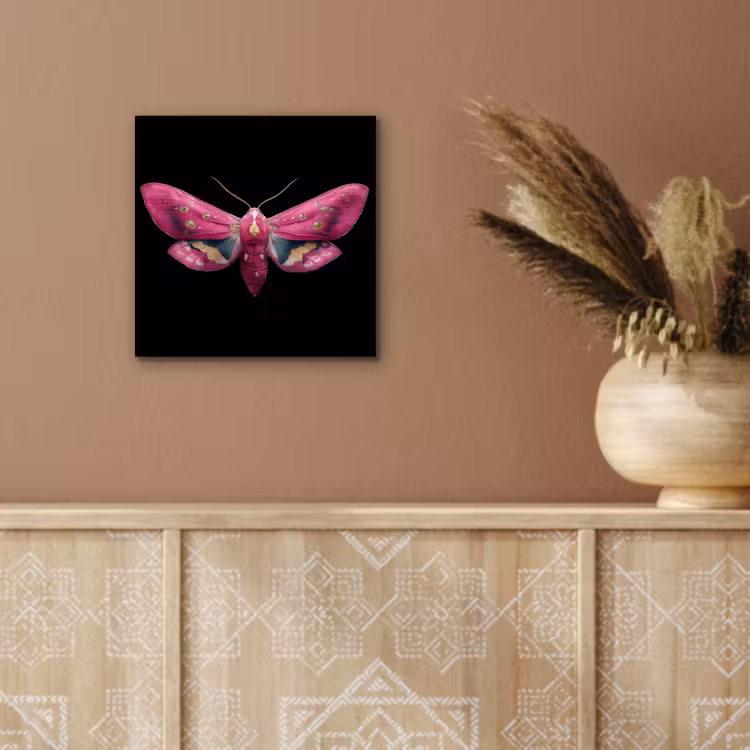Vlinder - Roze - Nachtvlinder aluminium wit klein -sfeer4
