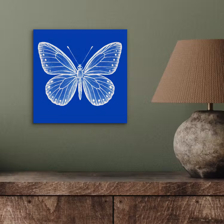 Vlinder - Wit - Getekend - Stippen aluminium wit klein -sfeer2