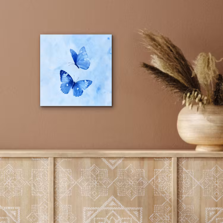 Vlinders - Sierlijk - Blauw aluminium wit klein -sfeer4