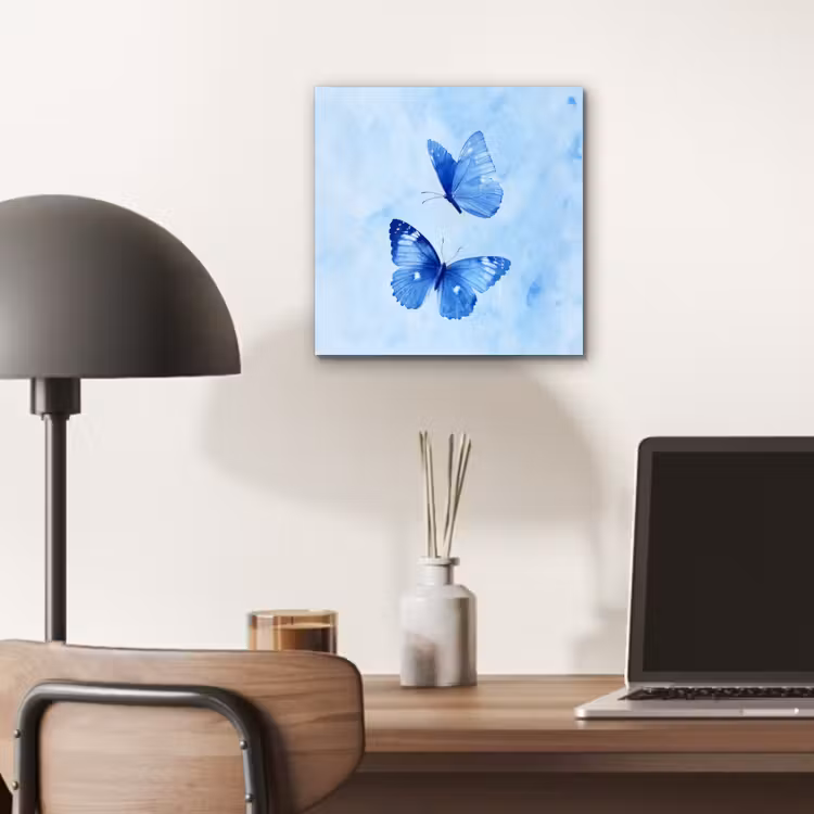 Vlinders - Sierlijk - Blauw aluminium wit klein -sfeer5