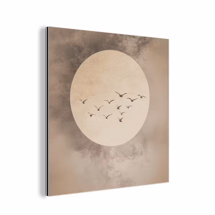Vogel - Beige - Japandi aluminium wit klein -3d