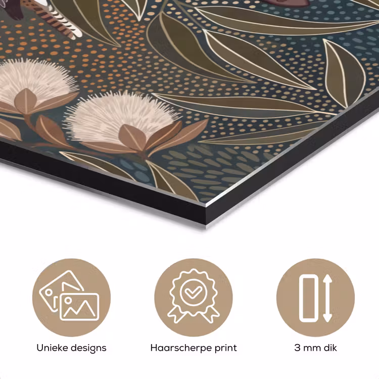 Vogel - Bladeren - Natuur - Illustratie - Groen aluminium wit klein -closeup_NL