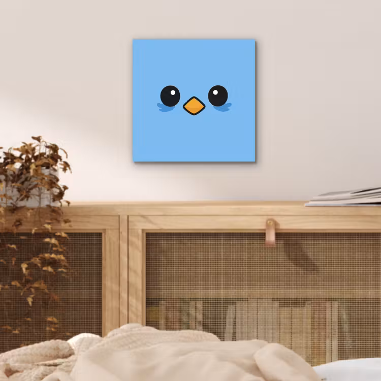 Vogel - Blauw - Eenvoudig aluminium wit klein -sfeer3