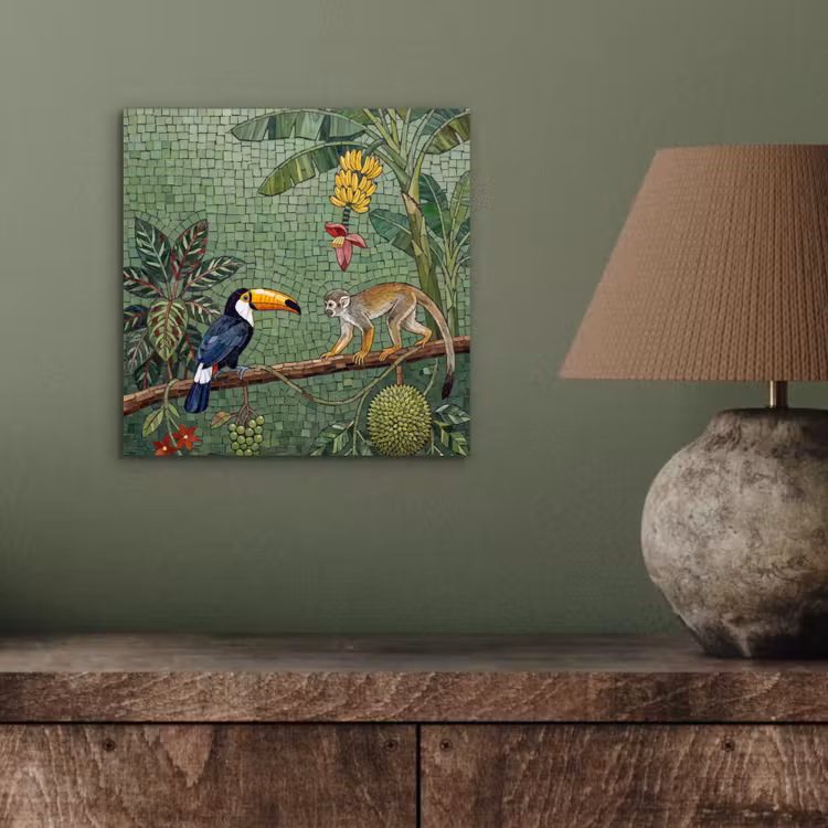 Vogel - Dier - Jungle - Mozaïek - Natuur aluminium wit klein -sfeer2