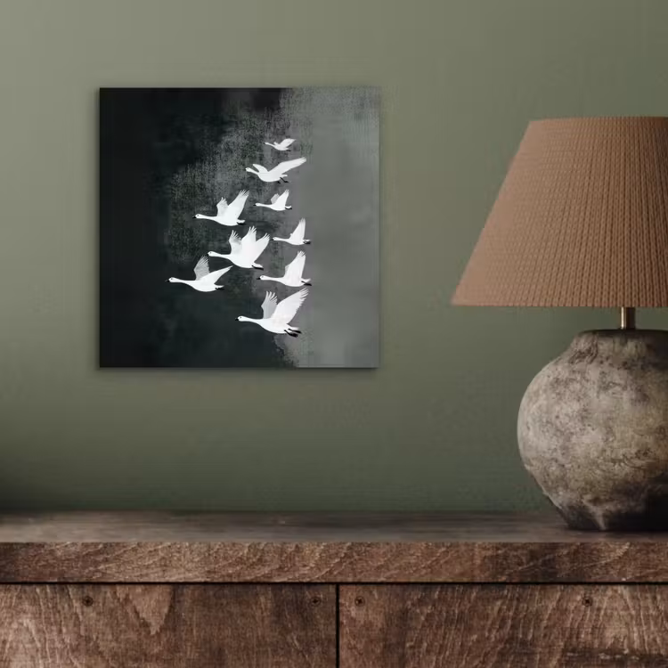 Vogel - Japandi - Groen aluminium wit klein -sfeer2