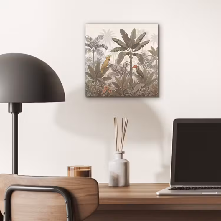 Vogel - Jungle - Tropisch - Illustratie - Groen aluminium wit klein -sfeer5