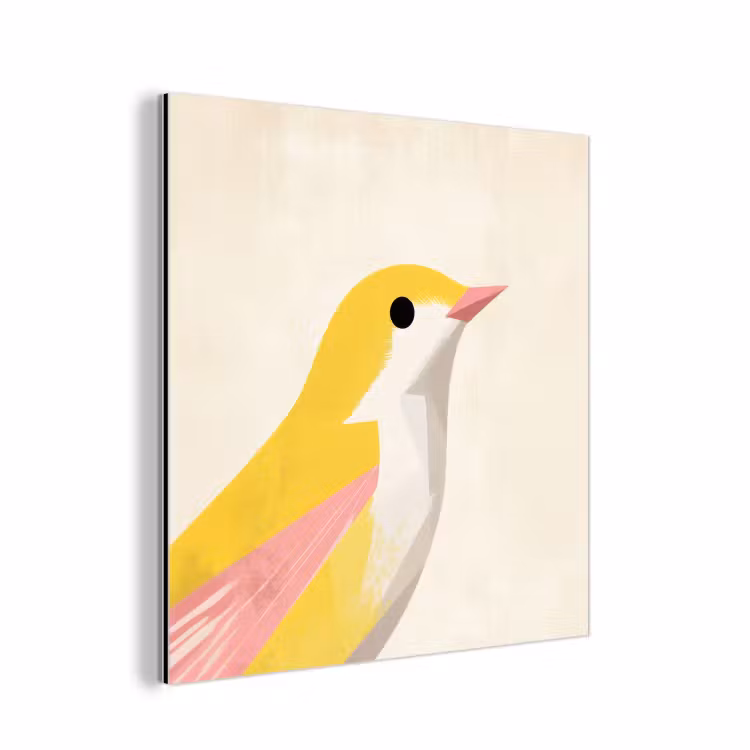 Vogel - Minimalistisch - Geel aluminium wit klein -3d