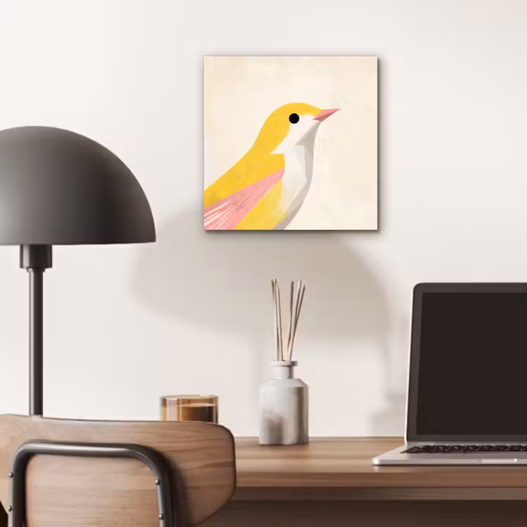 Vogel - Minimalistisch - Geel aluminium wit klein -sfeer5