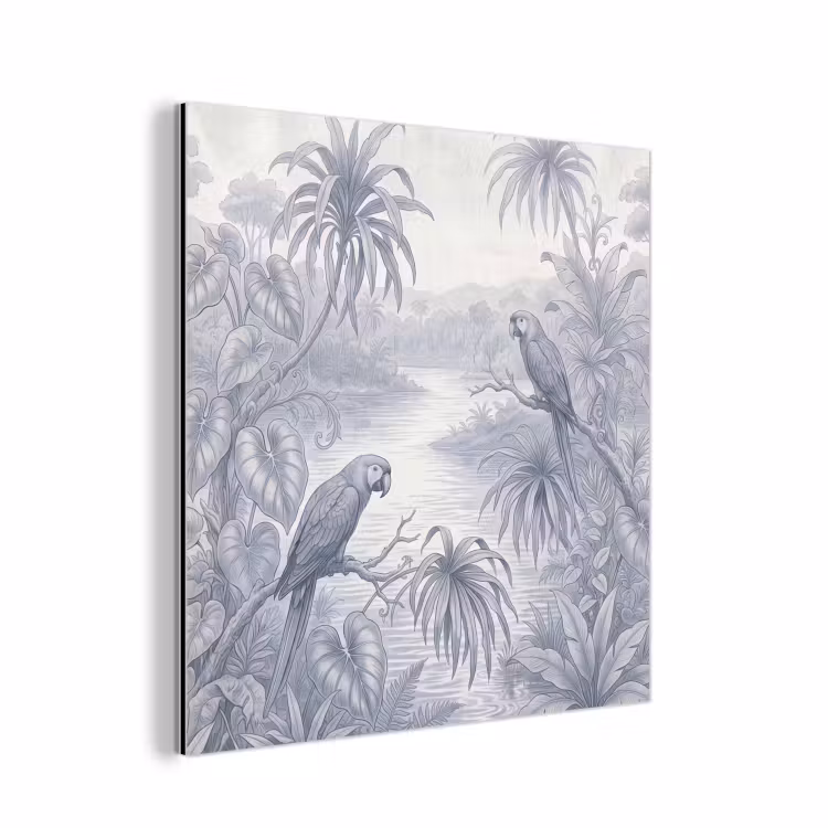 Vogel - Rivier - Tropisch - Illustratie - Blauw aluminium wit klein -3d