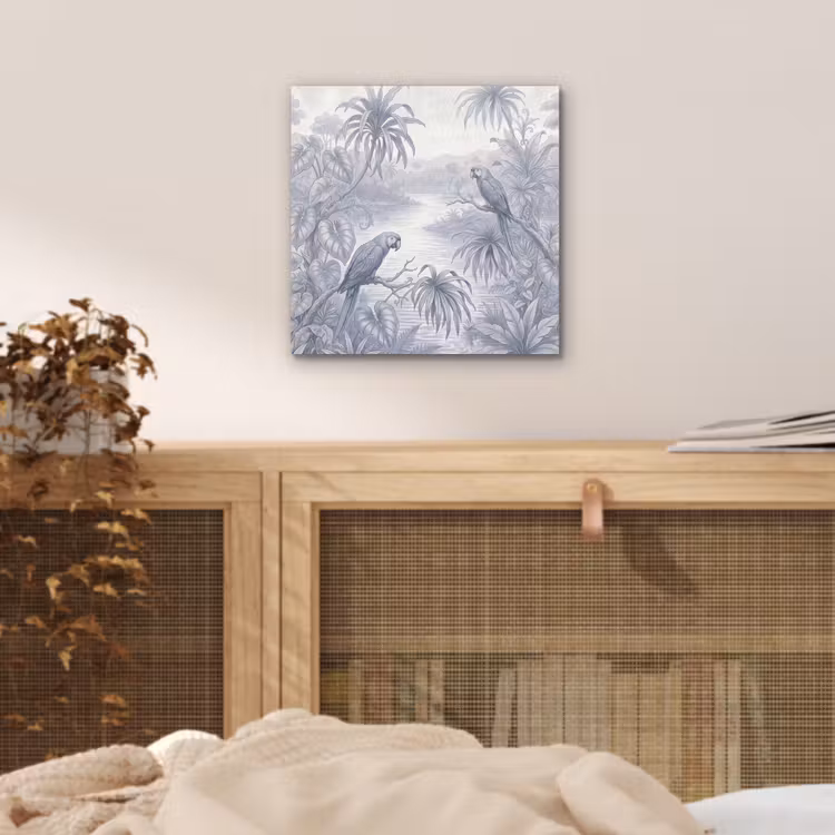 Vogel - Rivier - Tropisch - Illustratie - Blauw aluminium wit klein -sfeer3