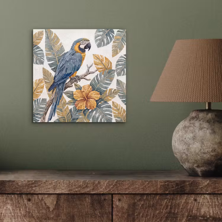 Vogel - Tak - Natuur - Mozaïek - Blauw aluminium wit klein -sfeer2