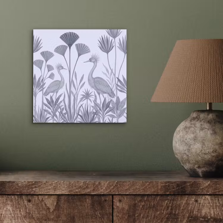 Vogel - Tropisch - Illustratie - Blauwgrijs - Natuur aluminium wit klein -sfeer2