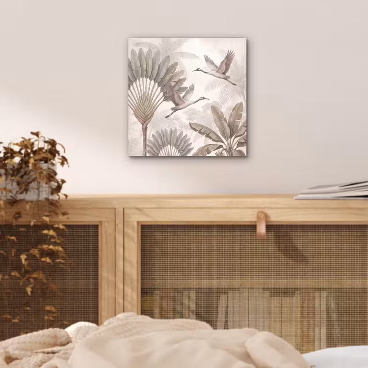 Vogel - Tropisch - Jungle - Natuur - Beige aluminium wit klein -sfeer3