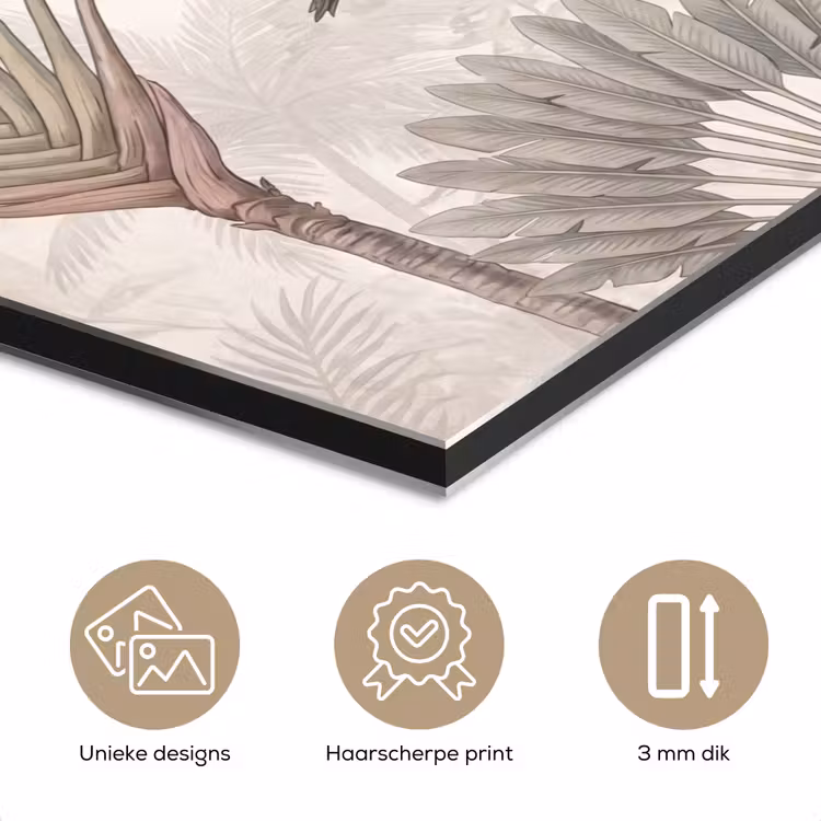 Vogel - Tropisch - Jungle - Natuur - Beige aluminium wit klein -closeup_NL