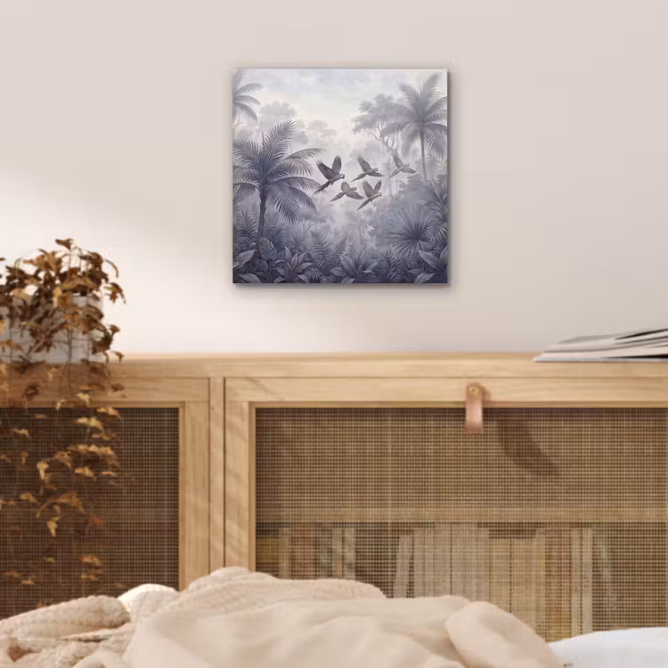 Vogel - Vliegend - Jungle - Vintage - Dieren aluminium wit klein -sfeer3