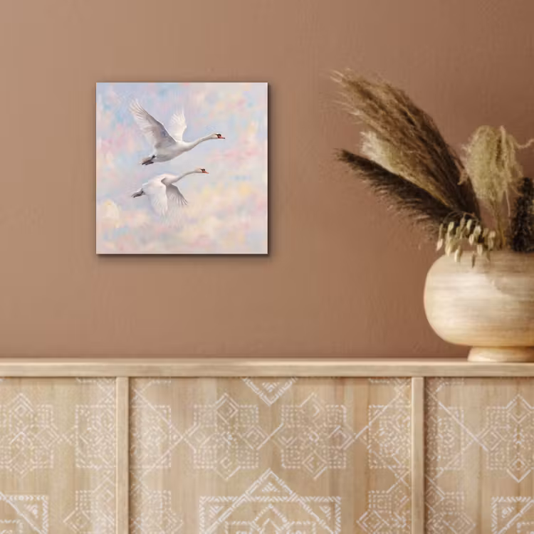 Vogel - Vliegend - Lucht - Modern - Pastel aluminium wit klein -sfeer4