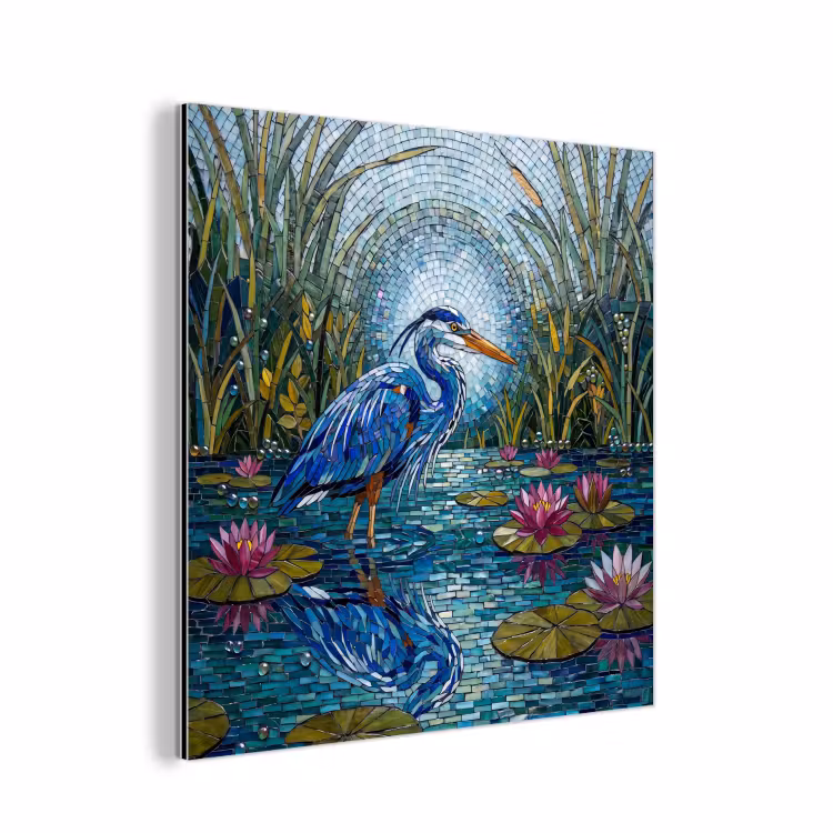 Vogel - Water - Natuur - Abstract - Blauw aluminium wit klein -3d